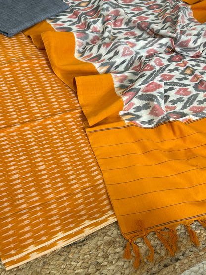 Double Ikat Mercerised Cotton Dress Material