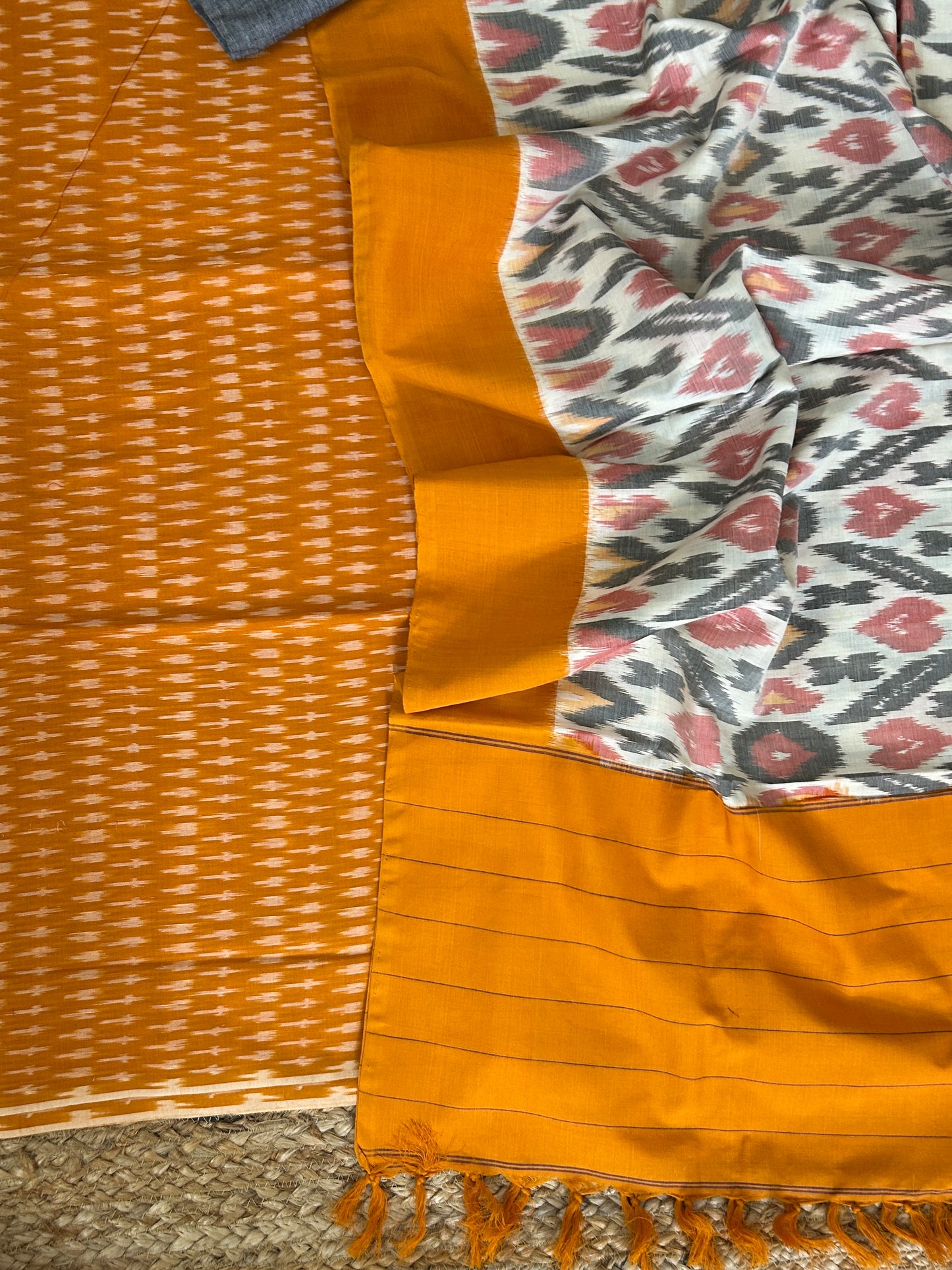 Double Ikat Mercerised Cotton Dress Material