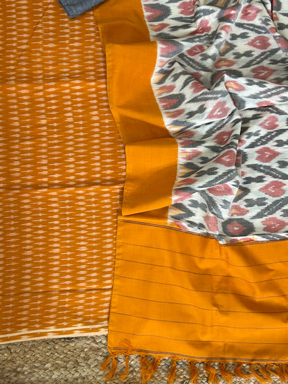Double Ikat Mercerised Cotton Dress Material