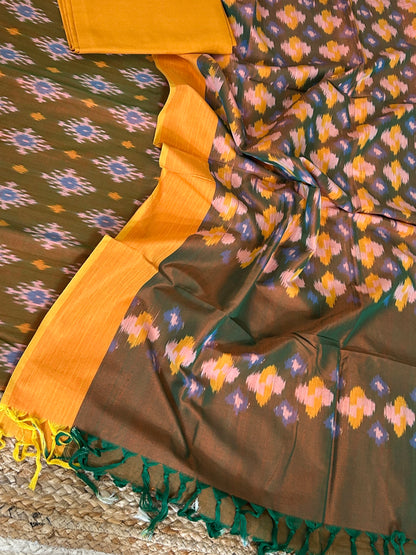 Double Ikat Mercerized Cotton Dress Material