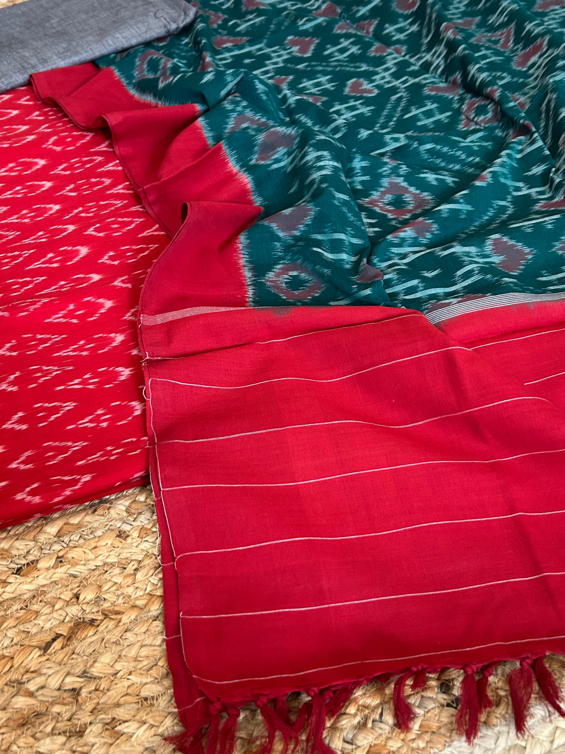 Double Ikat Mercerised Cotton Dress Material