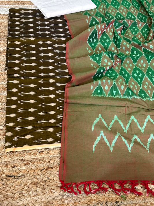 Double Ikat Mercerised Cotton Dress Material