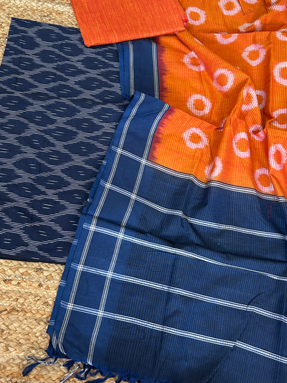 Double Ikat Cotton Dress Material