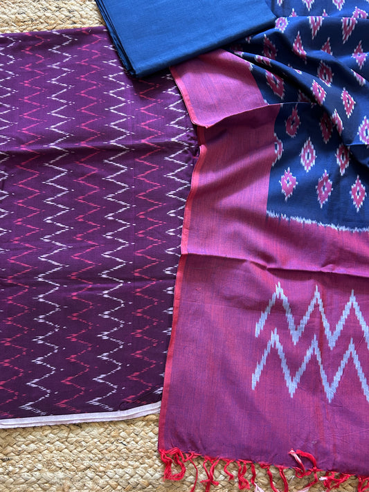 Double Ikat Mercerised Cotton Dress Material