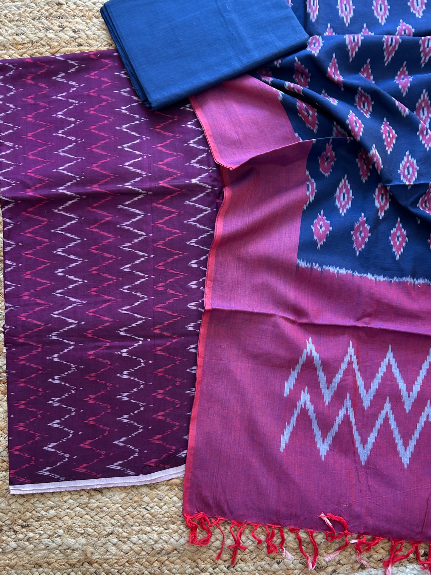 Double Ikat Mercerised Cotton Dress Material