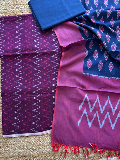 Double Ikat Mercerised Cotton Dress Material