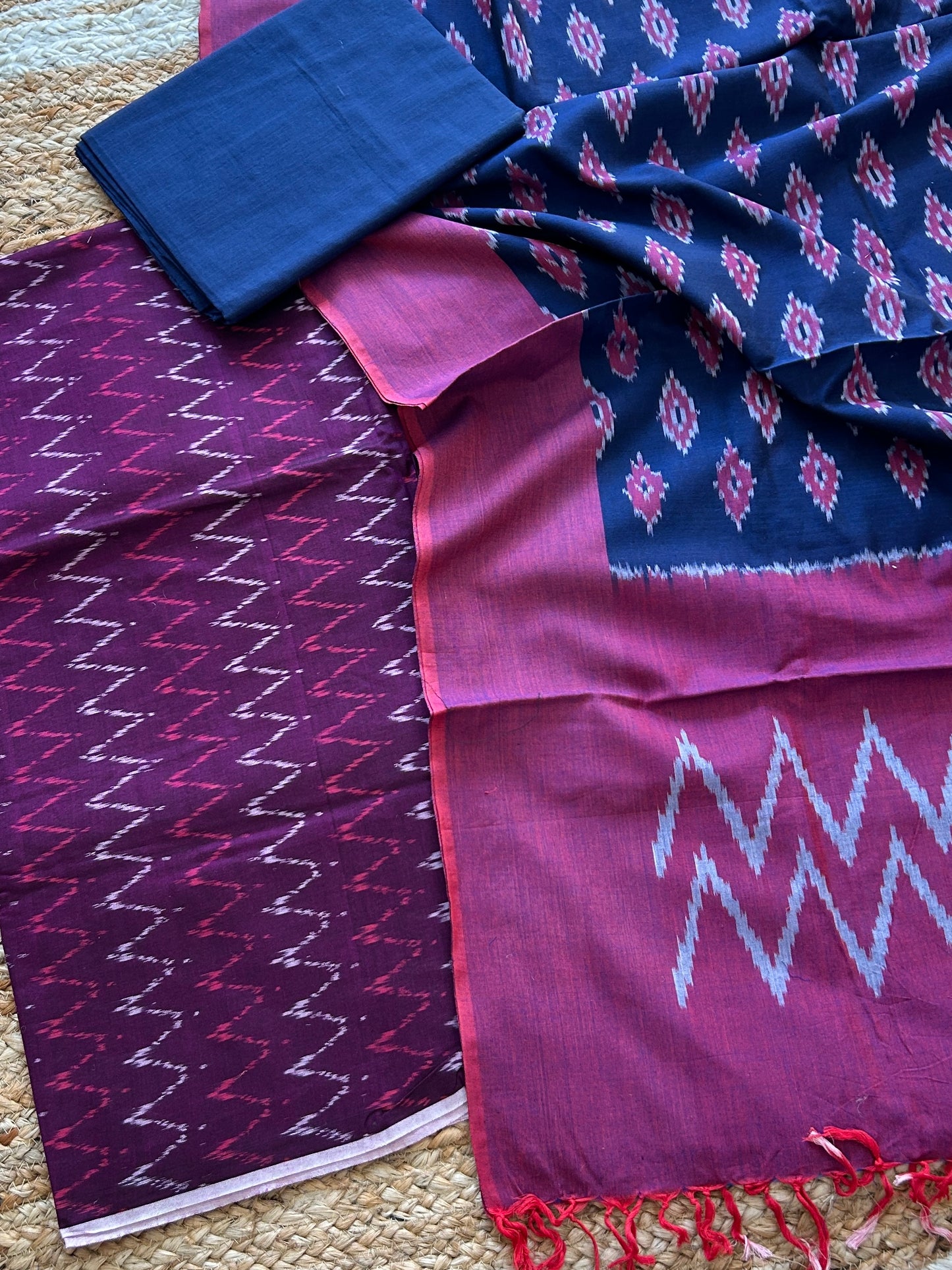 Double Ikat Mercerised Cotton Dress Material