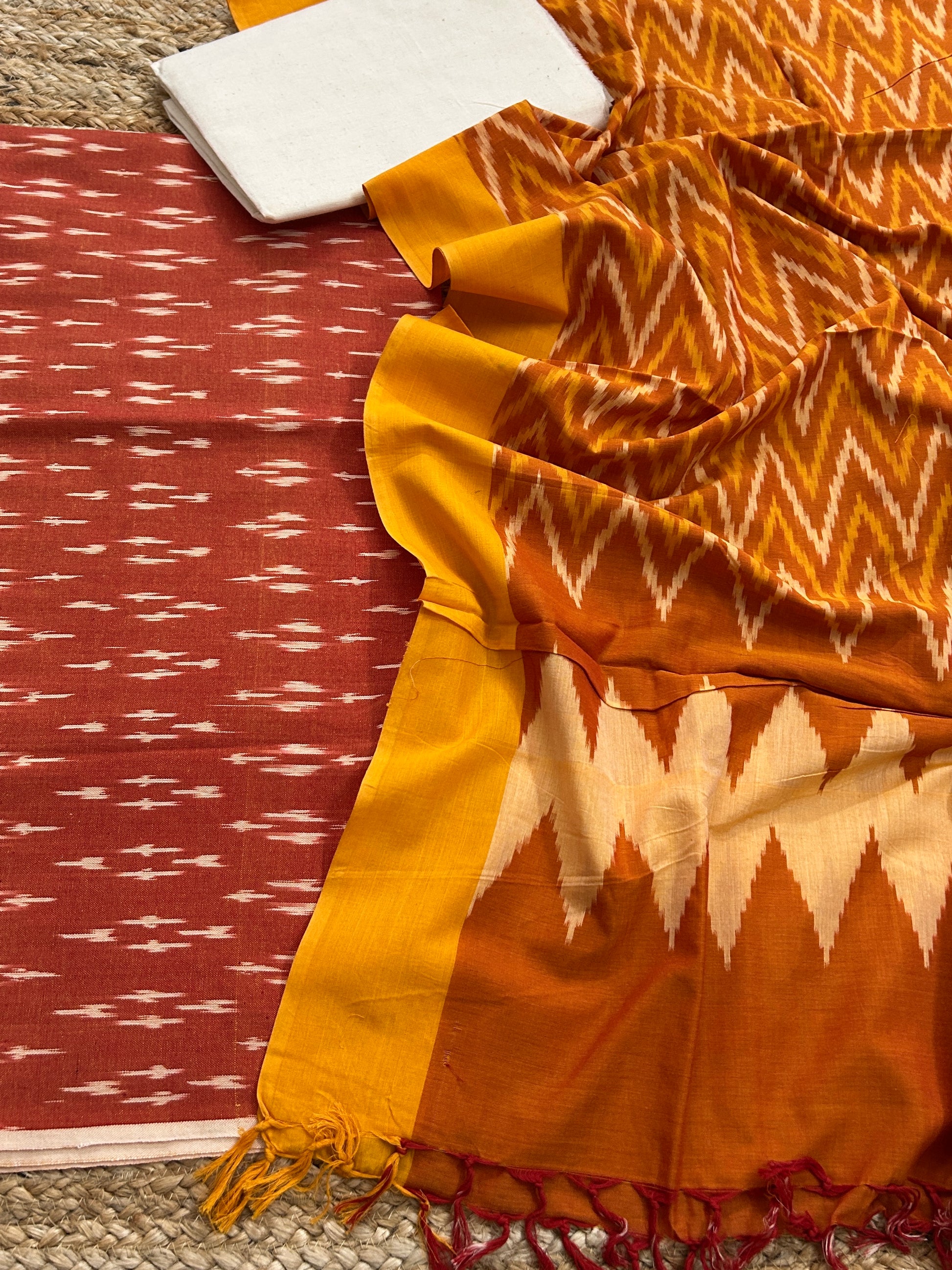 Double Ikat Mercerized Cotton Dress Material