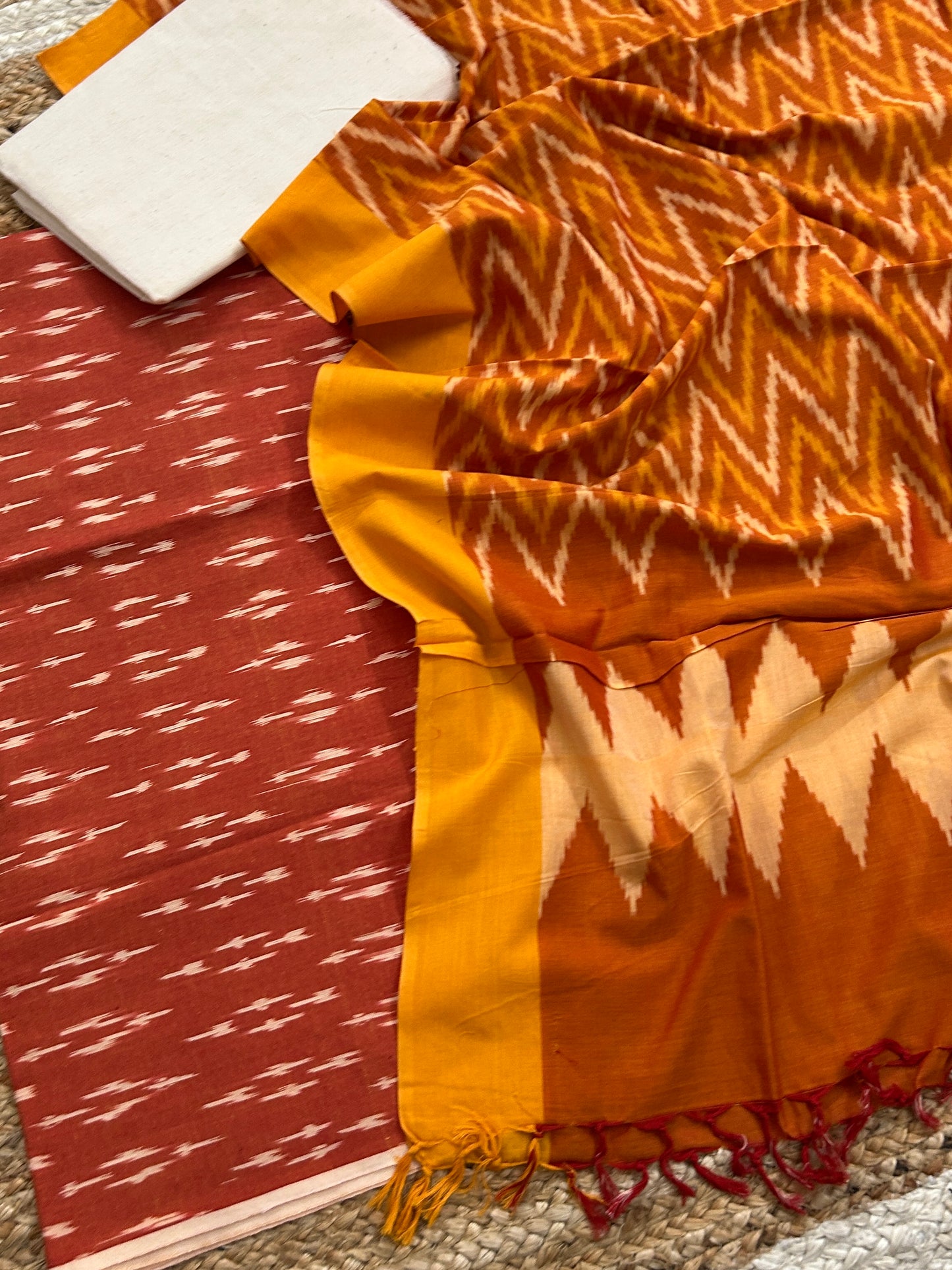 Double Ikat Mercerized Cotton Dress Material