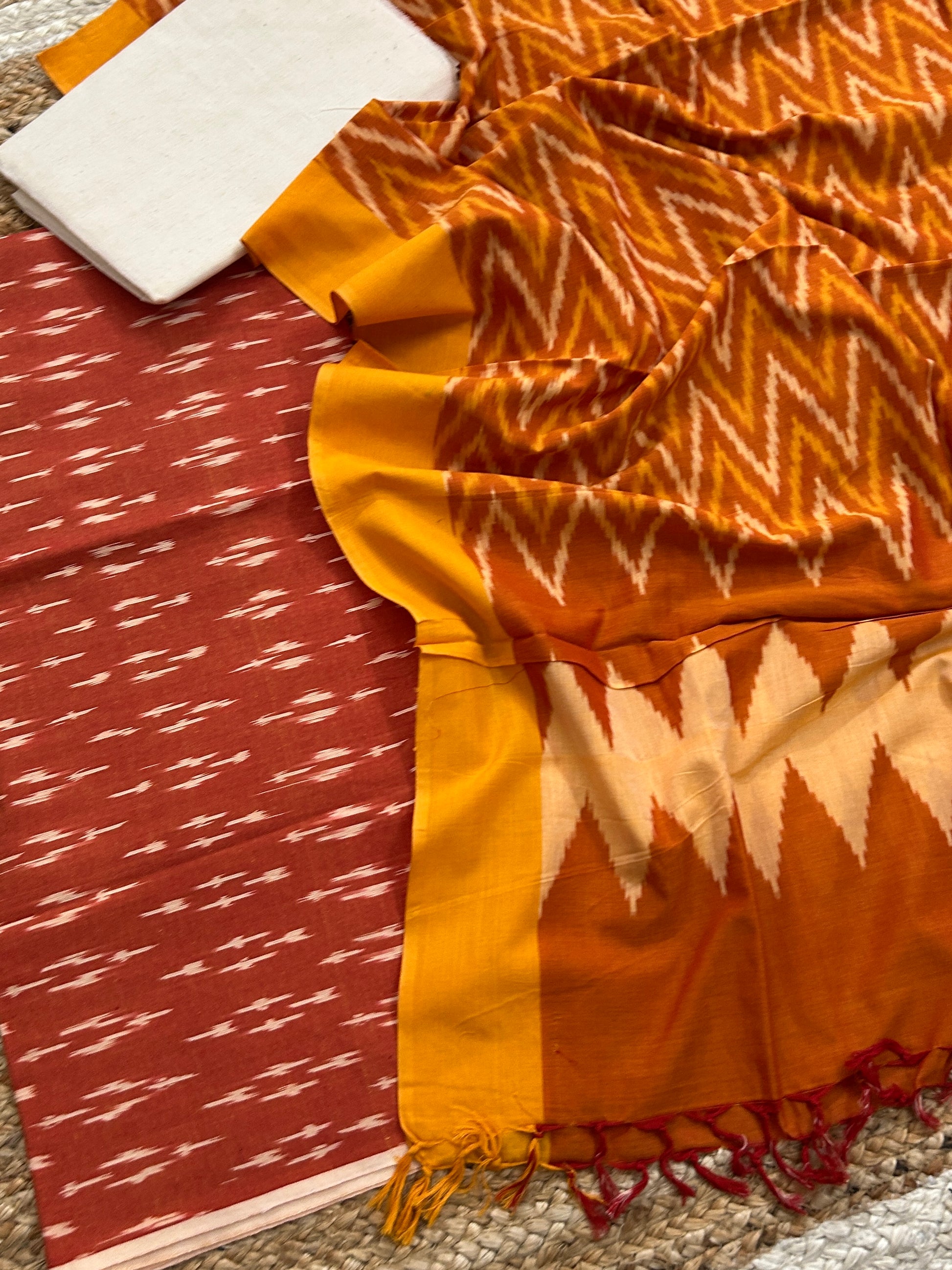 Double Ikat Mercerized Cotton Dress Material