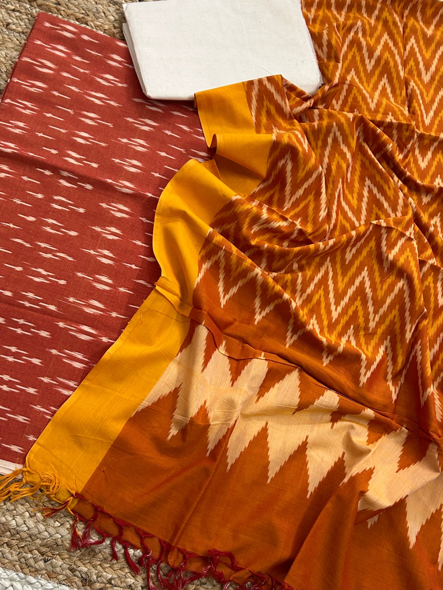 Double Ikat Mercerized Cotton Dress Material