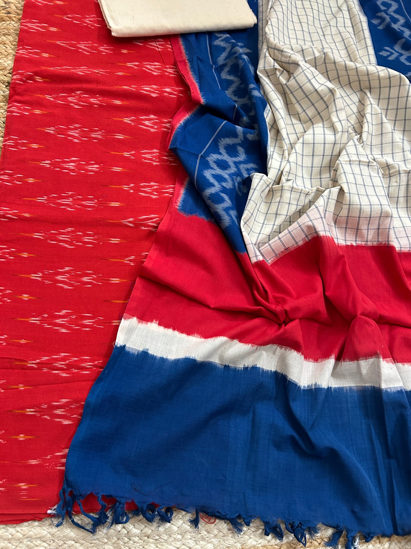 Double Ikat Mercerized Cotton Dress Material