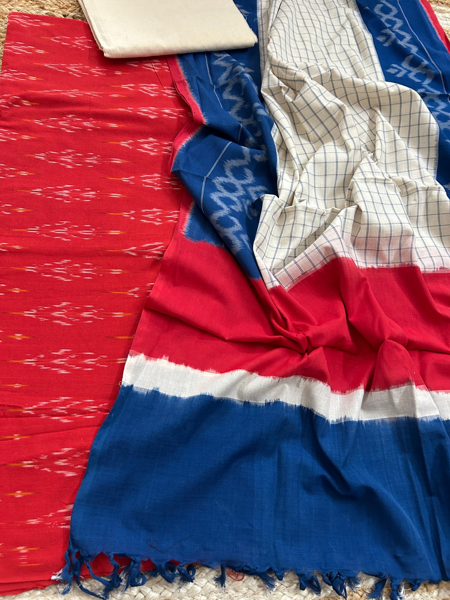 Double Ikat Mercerized Cotton Dress Material