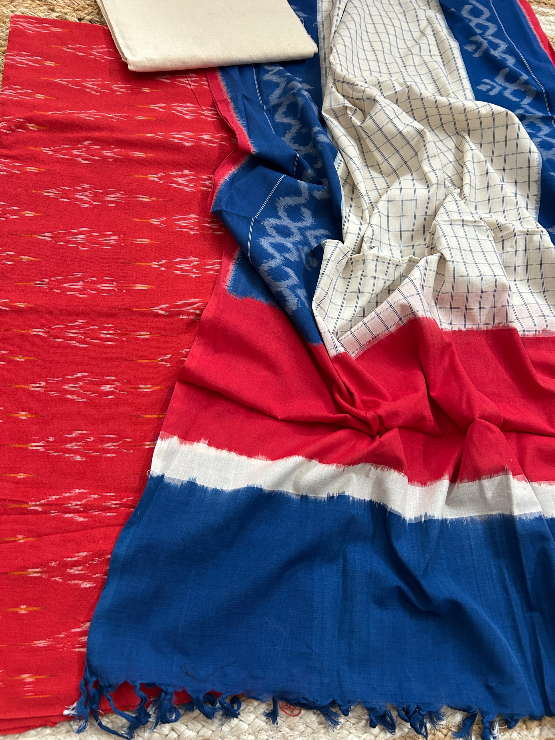 Double Ikat Mercerized Cotton Dress Material