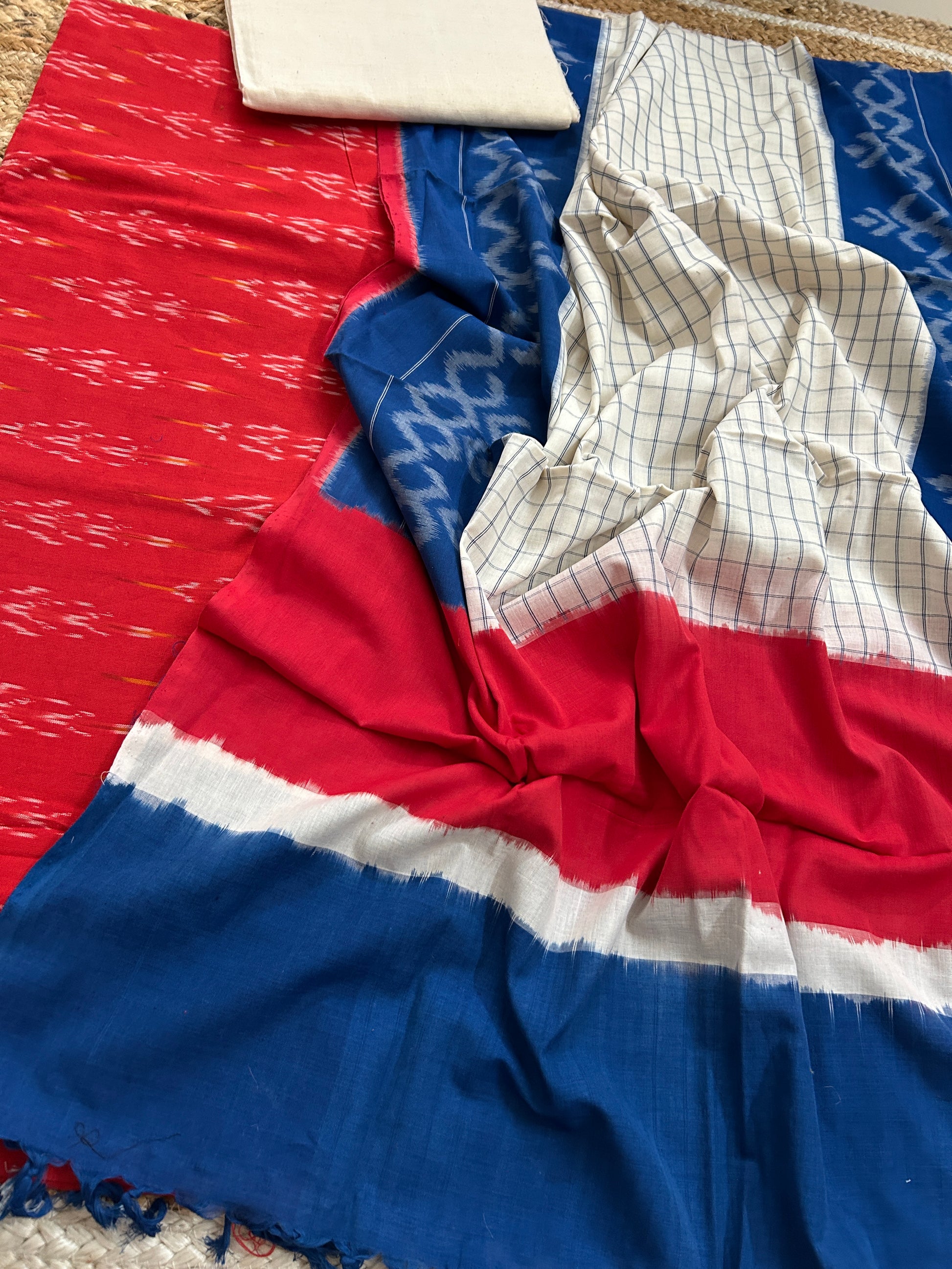 Double Ikat Mercerized Cotton Dress Material