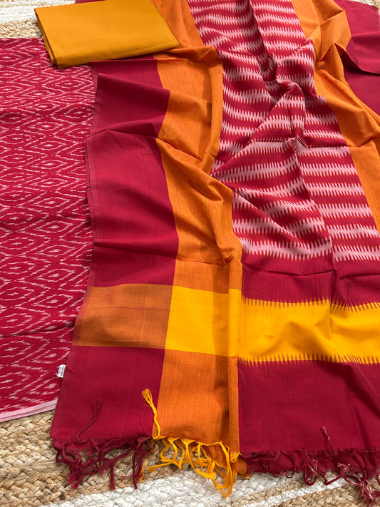 Double Ikat Mercerised Cotton Dress Material