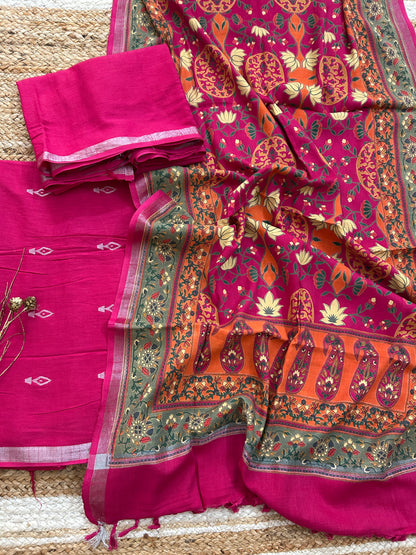 Linen Jamdani Dress Material