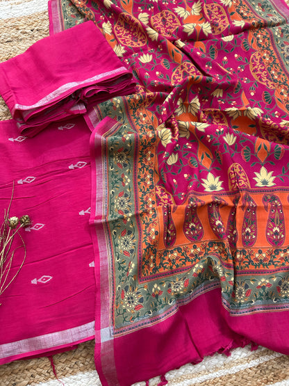 Linen Jamdani Dress Material