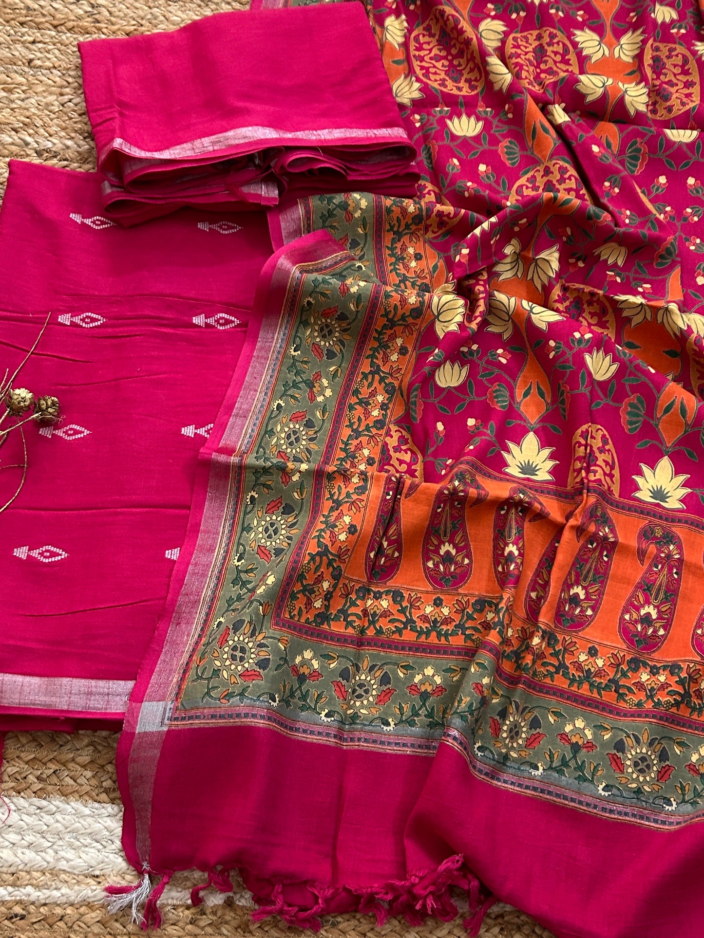 Linen Jamdani Dress Material