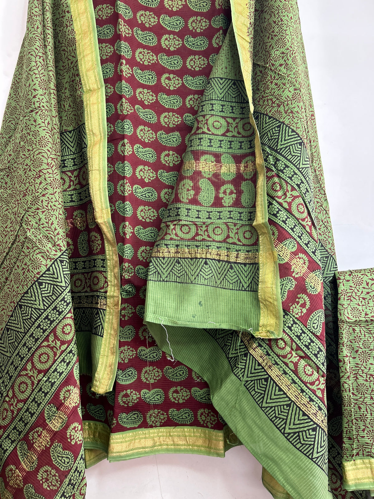 Bagh print Maheshwari Silk Cotton Dress material