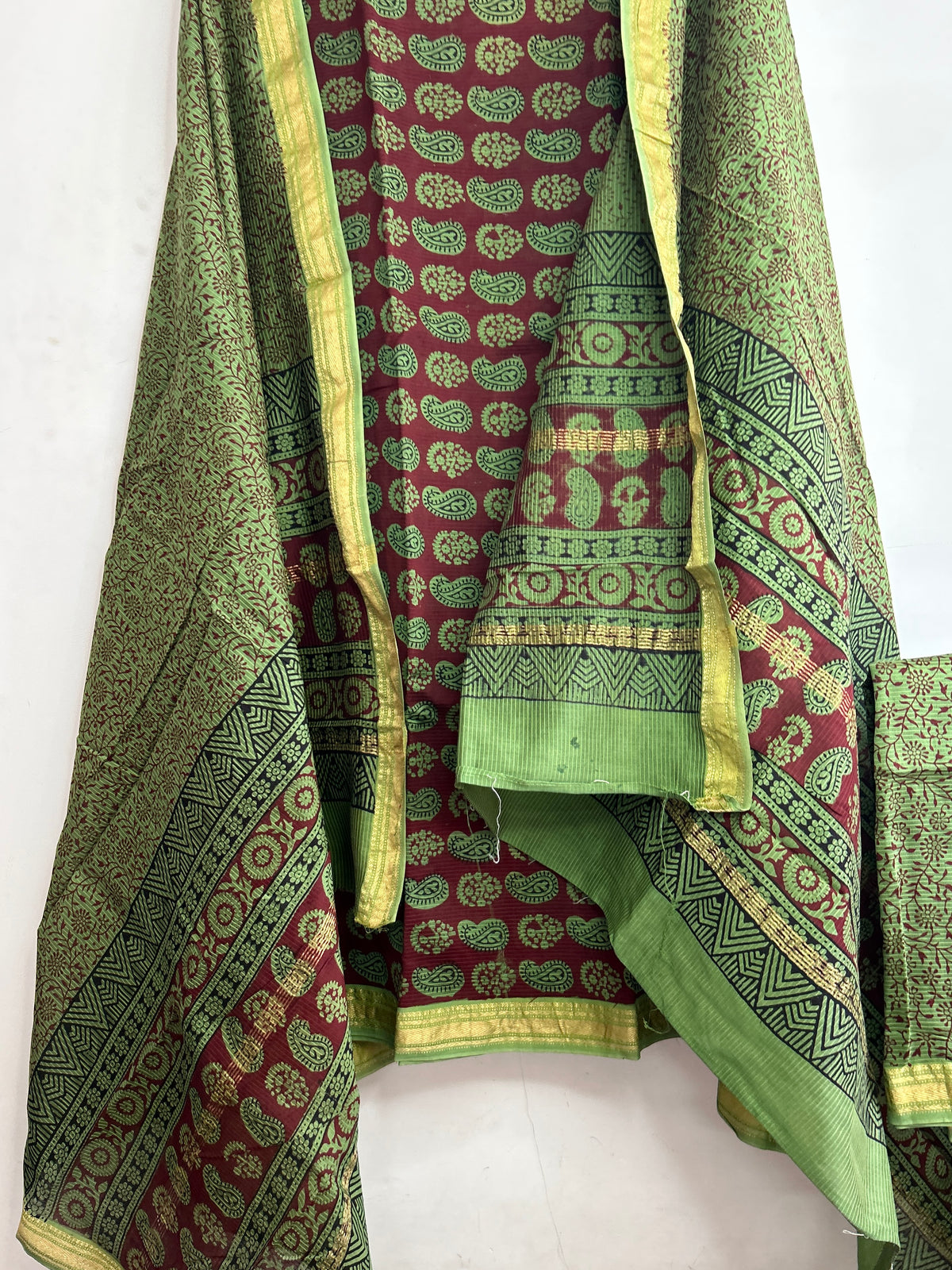 Bagh print Maheshwari Silk Cotton Dress material