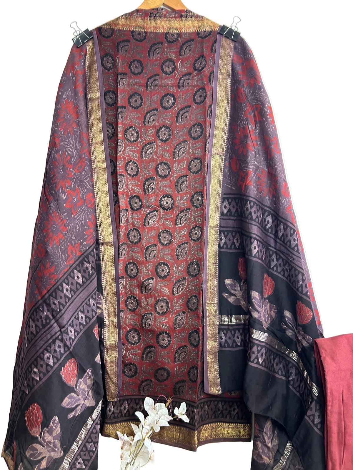Hand BlockPrint Maheshwari Silk Dress Material