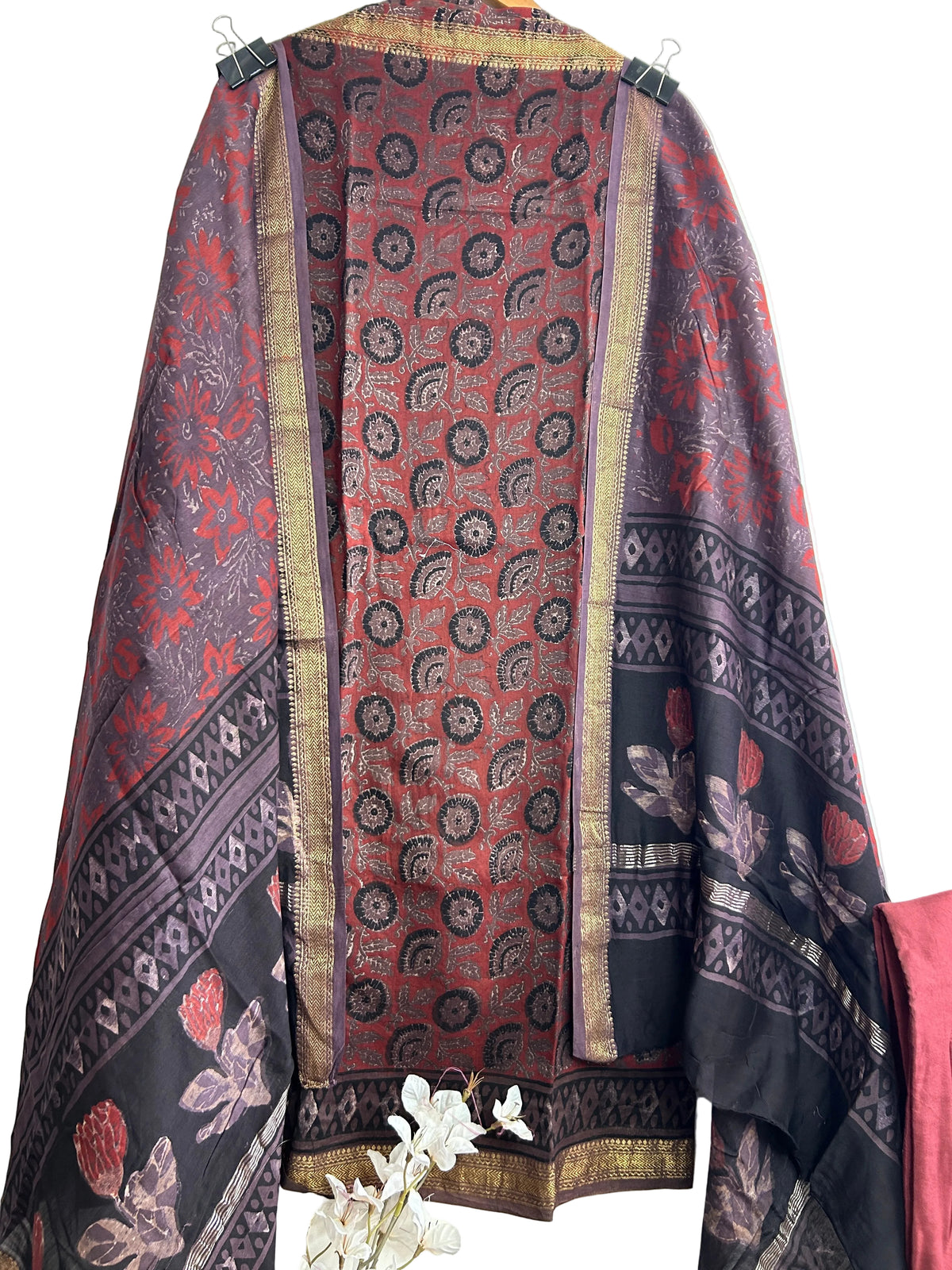Hand BlockPrint Maheshwari Silk Dress Material