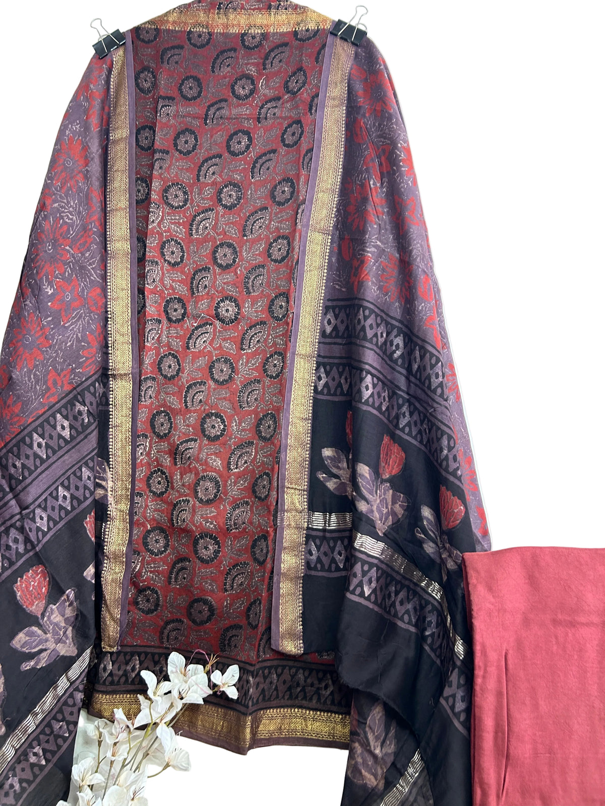 Hand BlockPrint Maheshwari Silk Dress Material