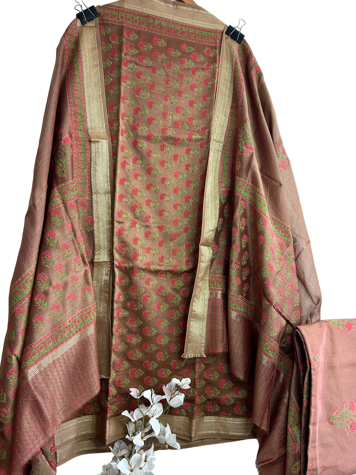 Hand BlockPrint &nbsp;Maheshwari Silk Dress Material
