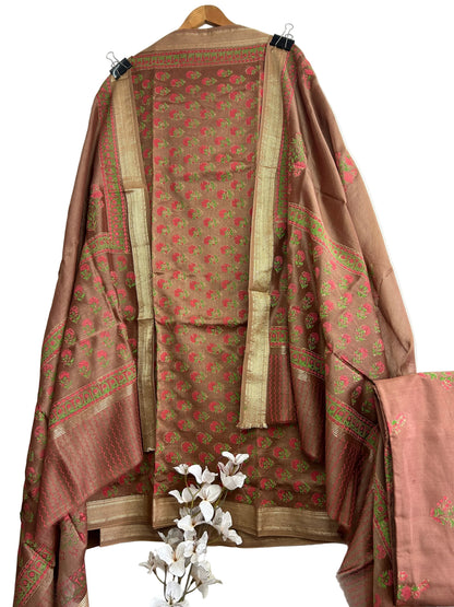 Hand BlockPrint &nbsp;Maheshwari Silk Dress Material