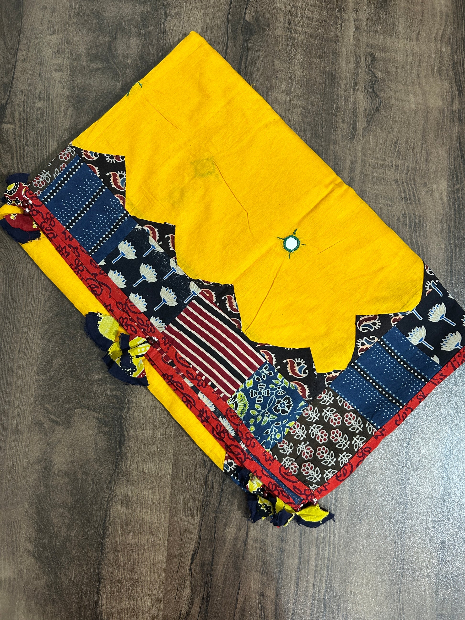Appliqué Work and Mirror Work Cotton Dupatta