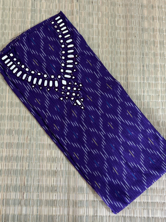 Mirror Work Ikat Cotton Unstitched Kurti
