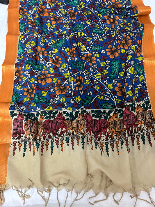 Kalamkari Hand Painted Silk Dupatta