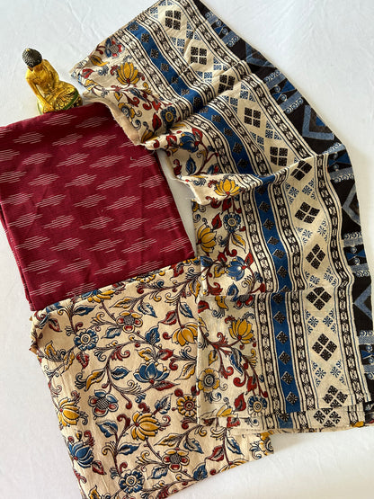 Ikat Kalamkari Cotton Dress Material