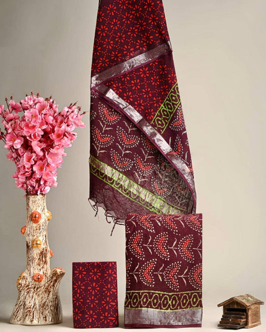 Hand BlockPrint Linen Cotton Dress Material *