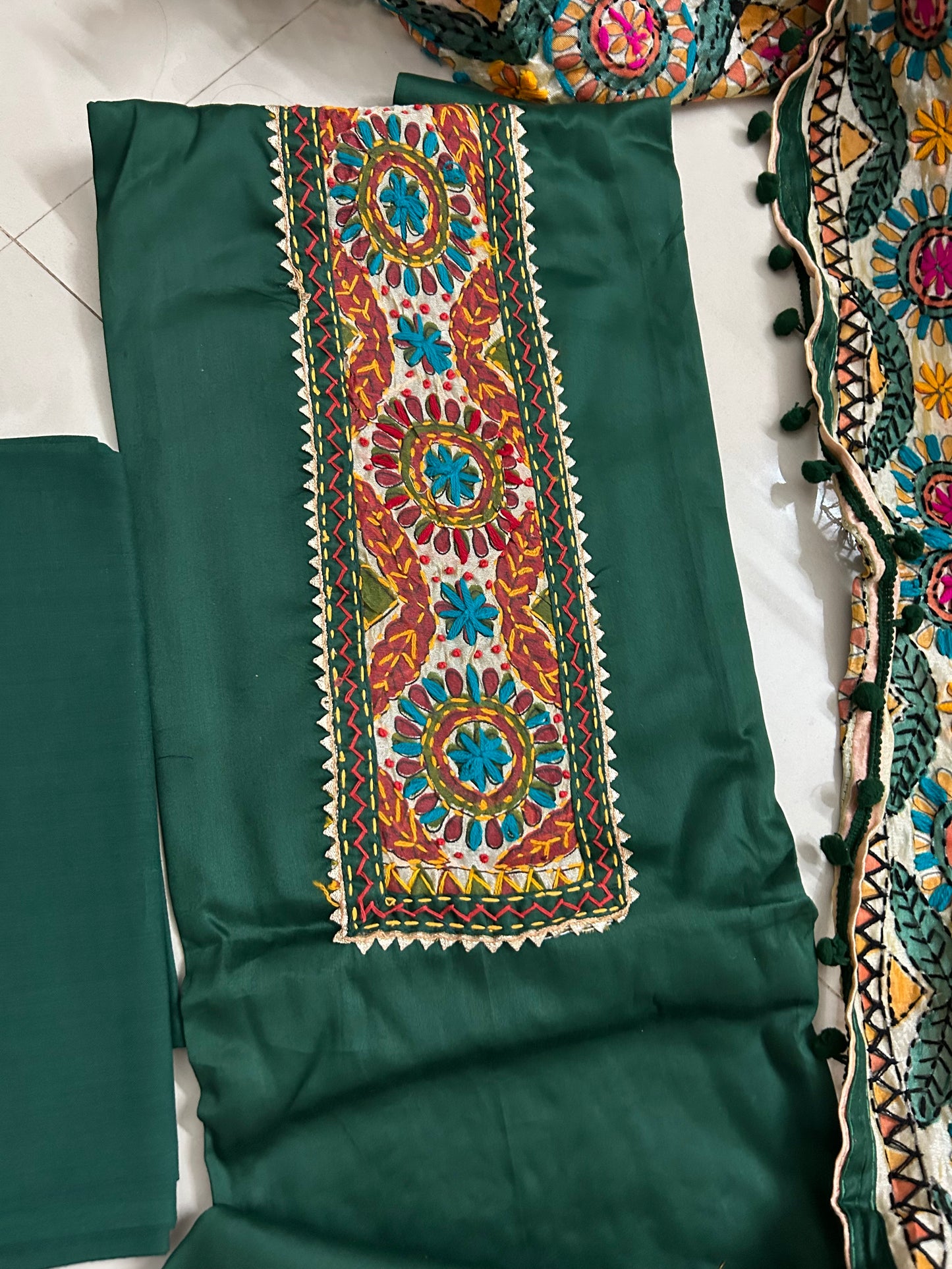 Jam Cotton Dress Material with Phulkari Dupatta