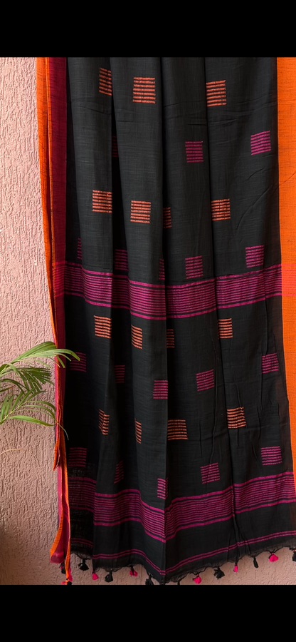 Bengal Cotton Saree in Weaving with Blouse