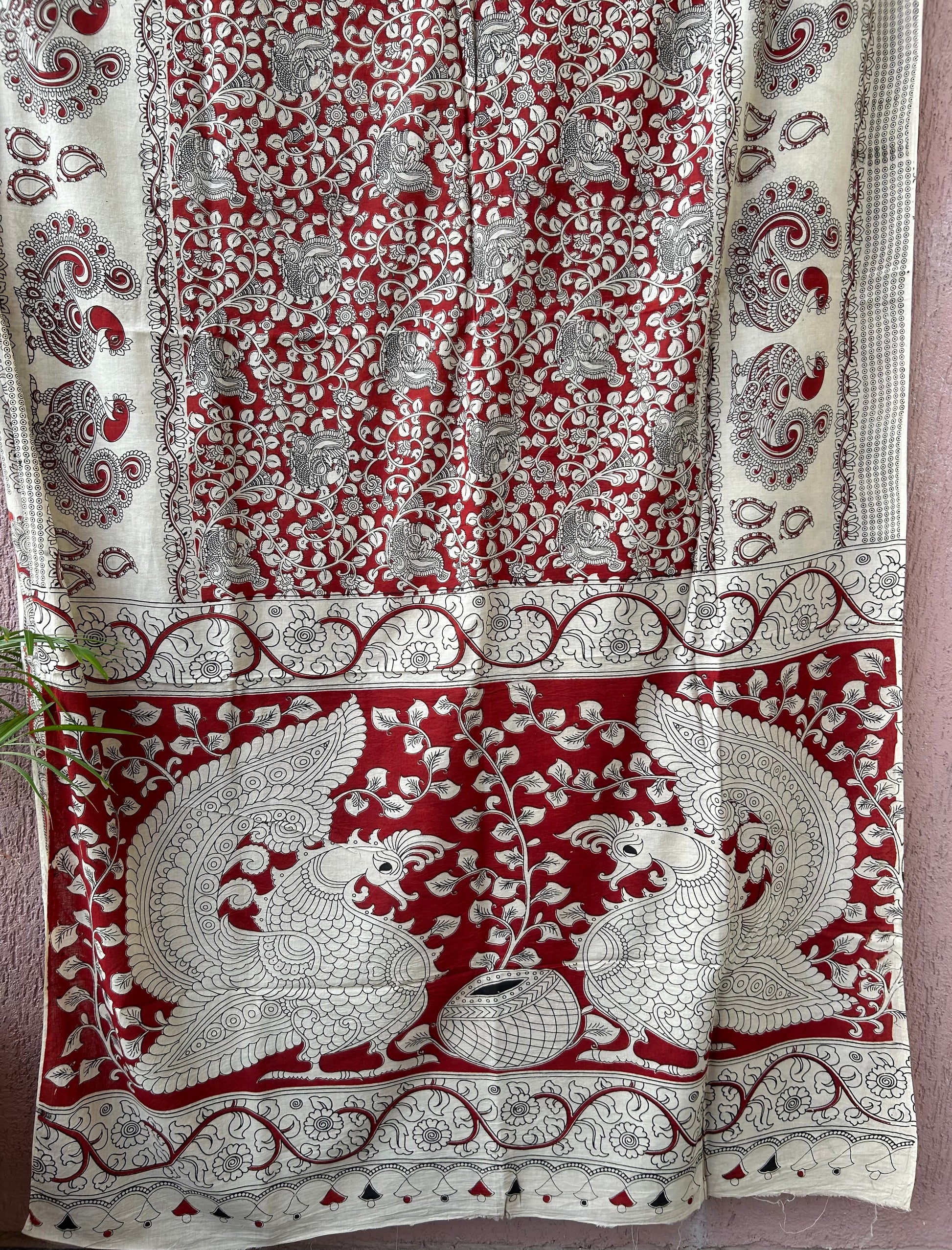  Kalamkari Malmal Cotton Saree with Blouse