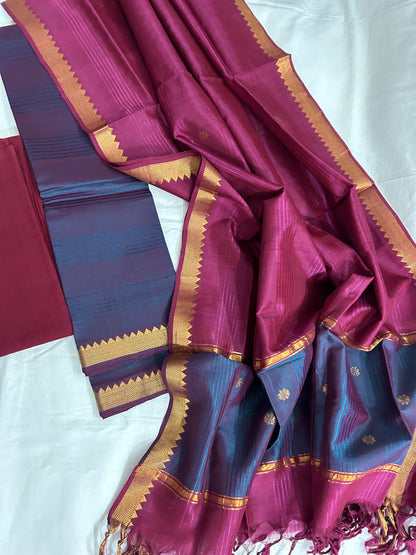 Handloom Mangalagiri Silk Cotton Dress Material