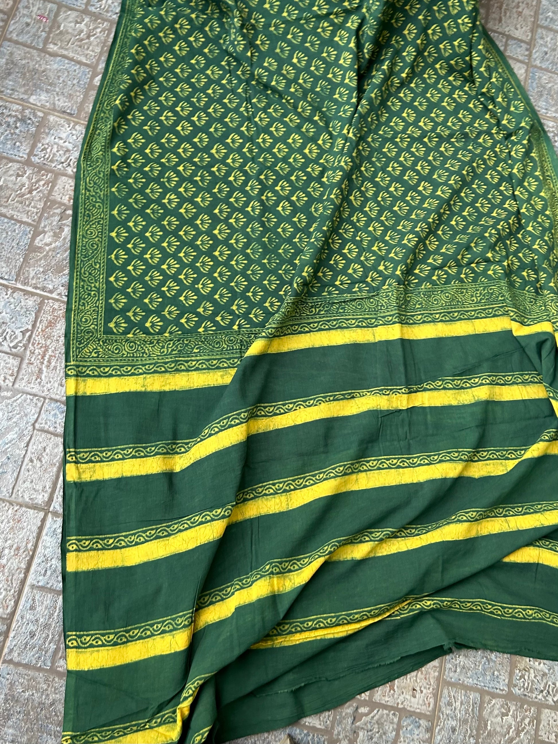 Akola Hand BlockPrint Cotton Saree with Blouse