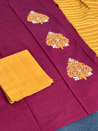 Mangalagiri Cotton Dress Material with Weaving Top