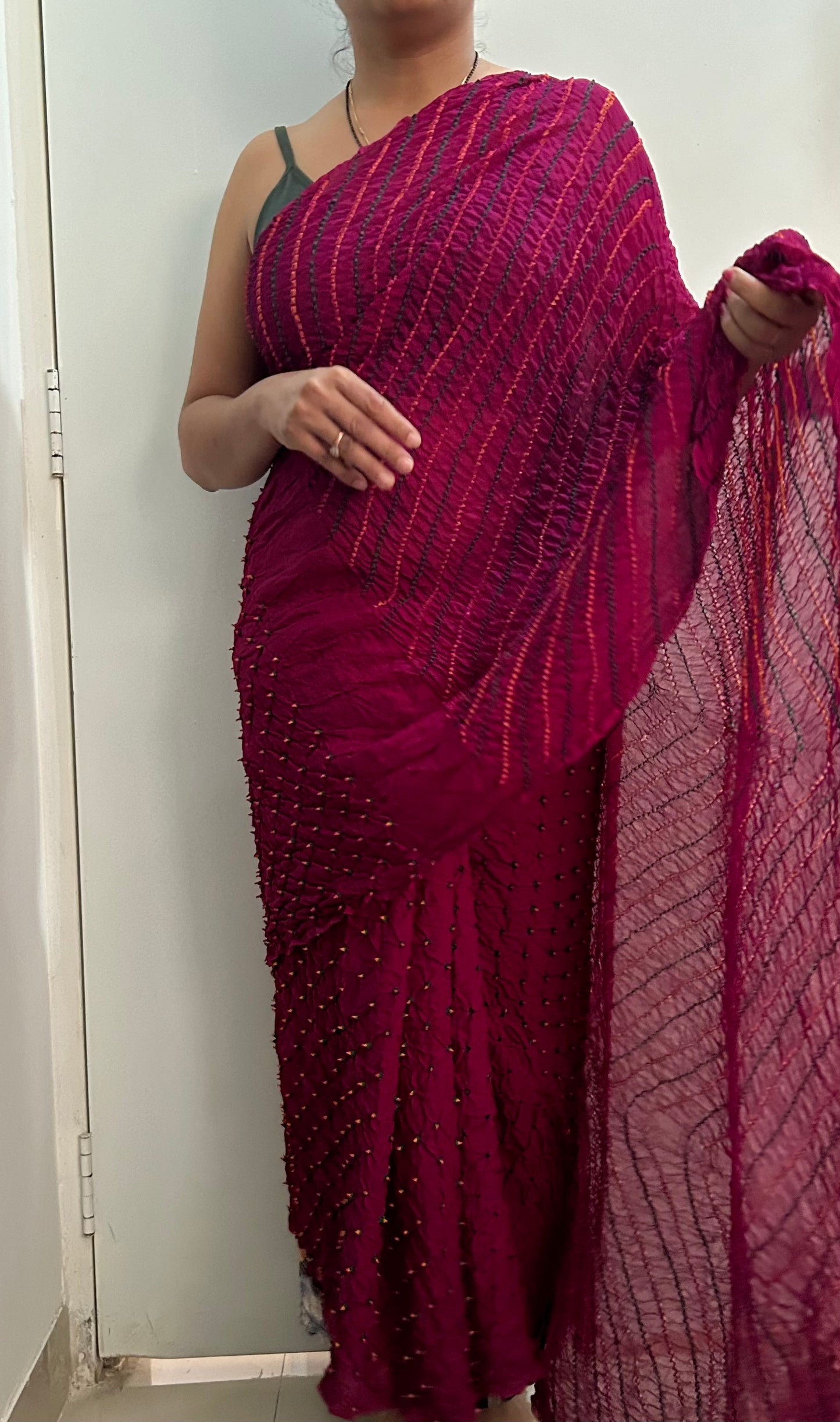 Pure Chiffon Bandhej Saree