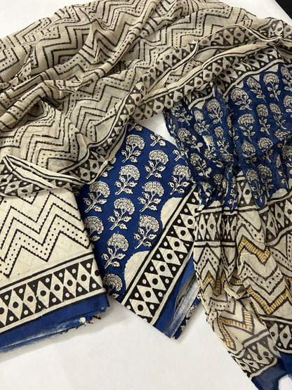 Cotton dress material with chiffon dupatta