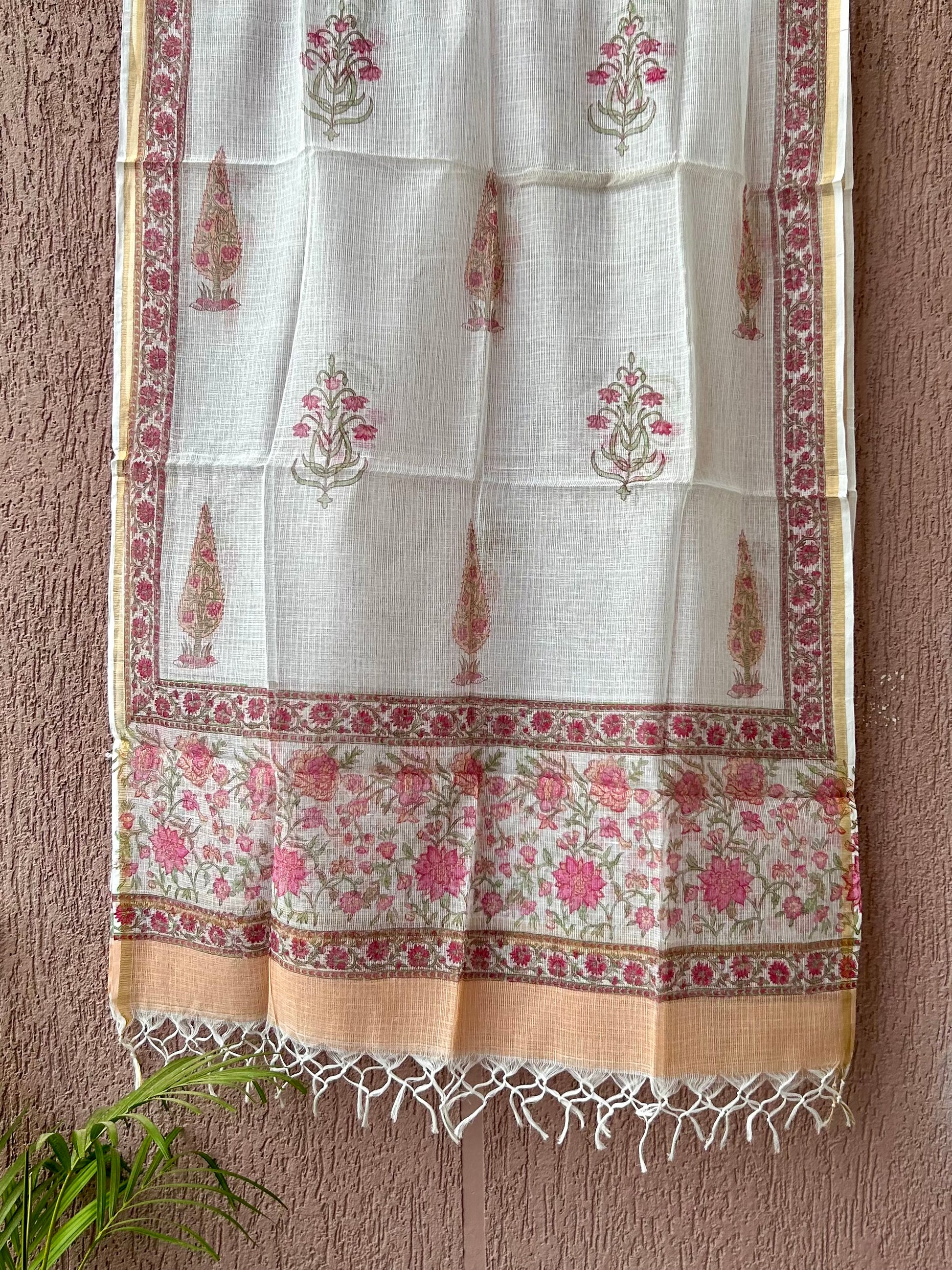 Pure Kota doriya hand block printed dupatta