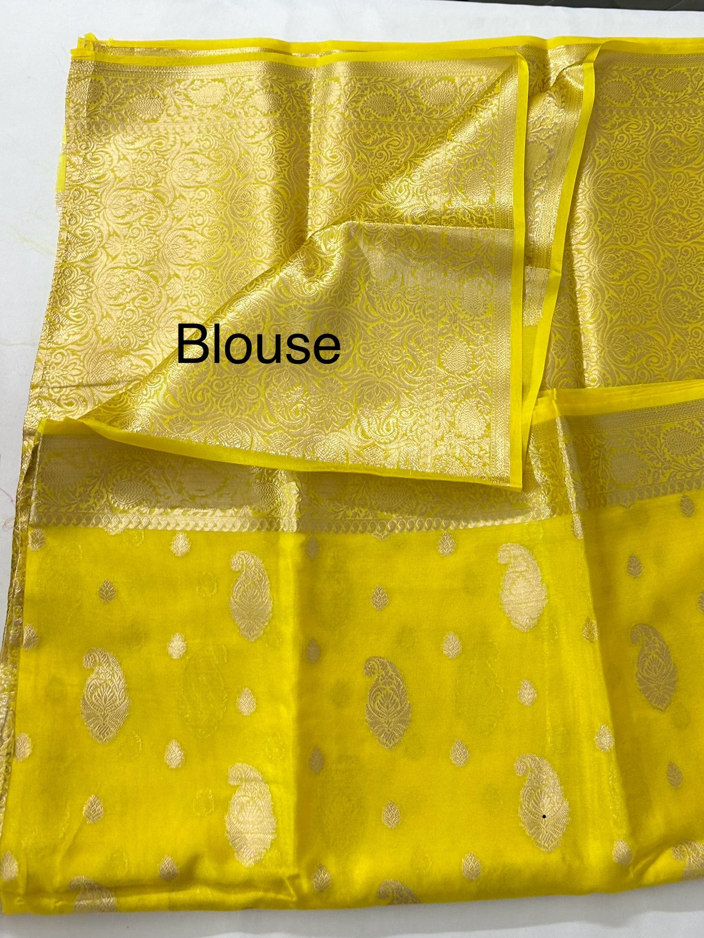 Yellow Banarasi Soft Semi Georgette Silk Saree