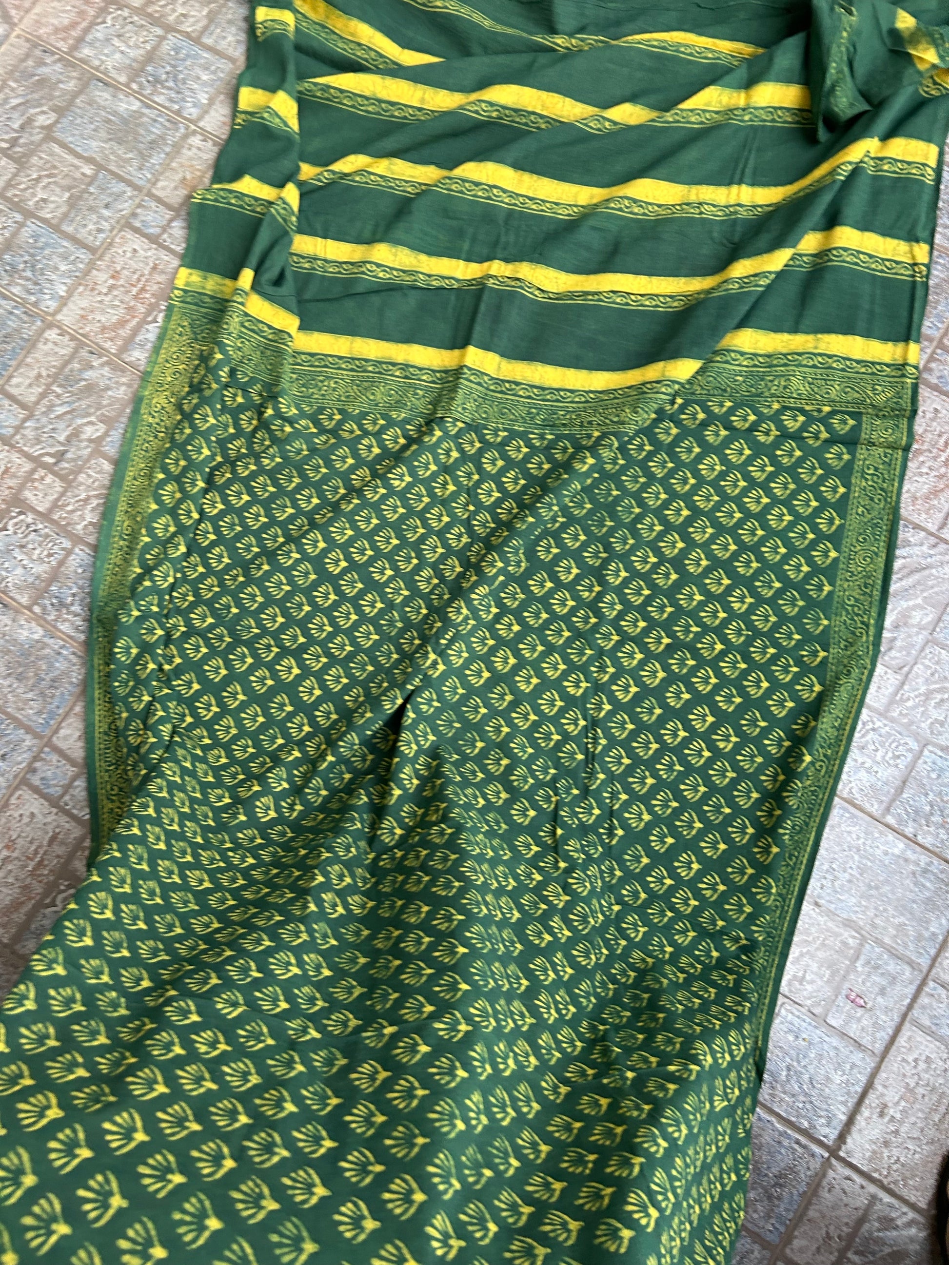 Akola Hand BlockPrint Cotton Saree with Blouse