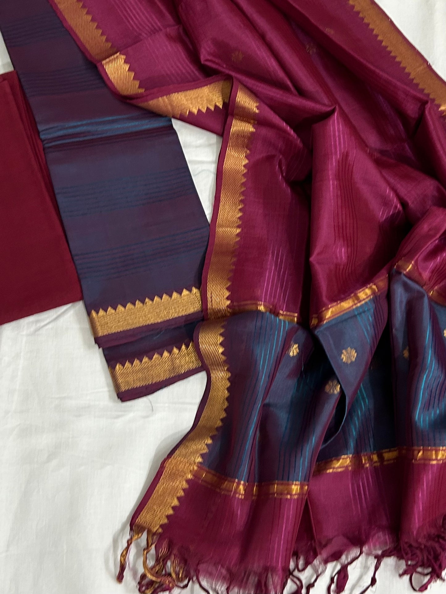 Handloom Mangalagiri Silk Cotton Dress Material