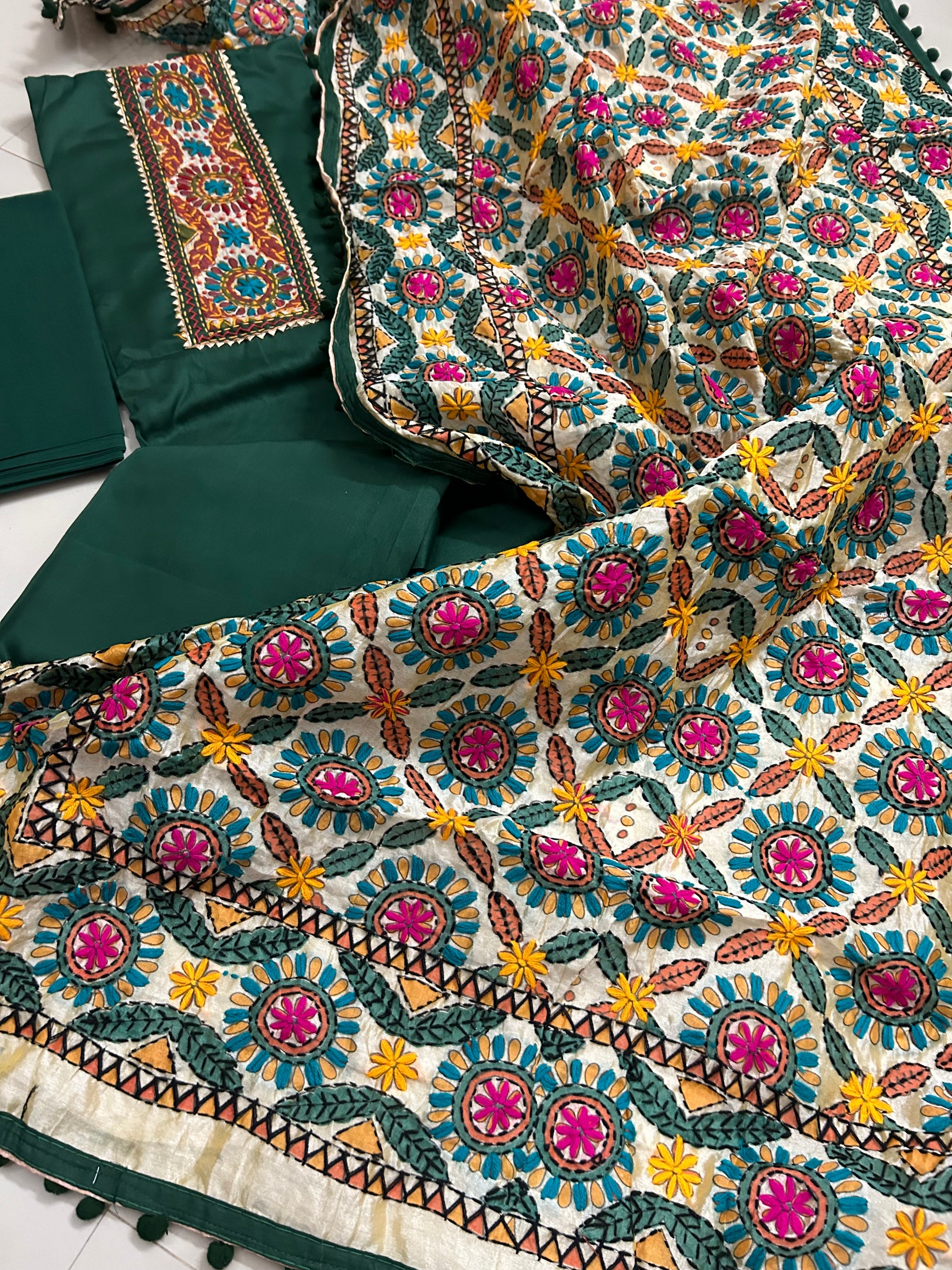 Jam Cotton Dress Material with Phulkari Dupatta