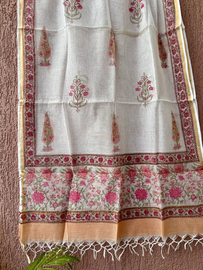 Pure Kota doriya hand block printed dupatta