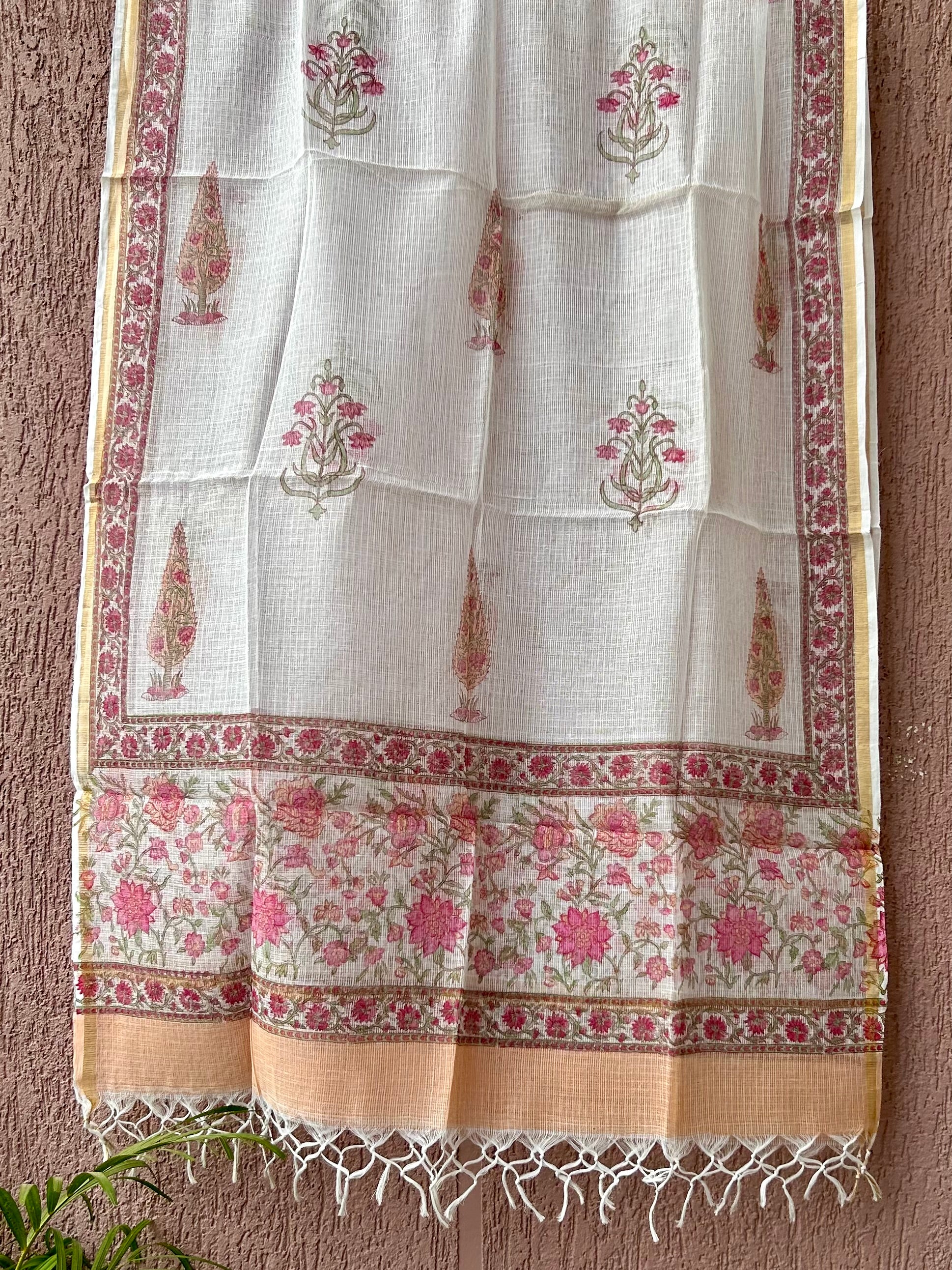 Pure Kota doriya hand block printed dupatta